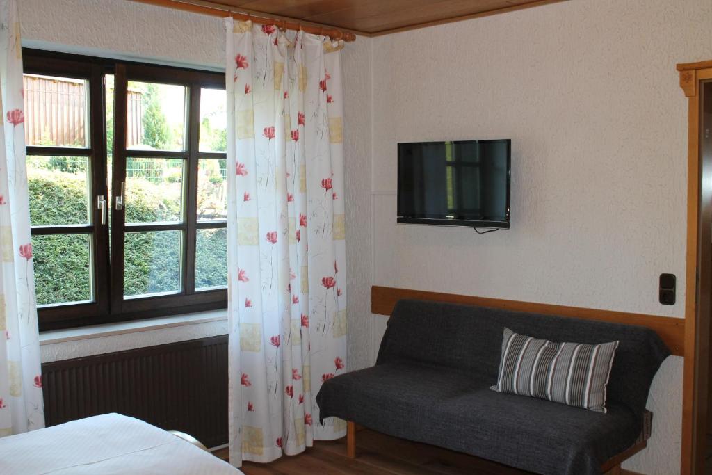 TV a/nebo společenská místnost v ubytování BELVEDERE Appart & Chalet - Ihr Zuhause auf Zeit am Edersee - Ihr Geschenk die GästeCard GrimmHeimat