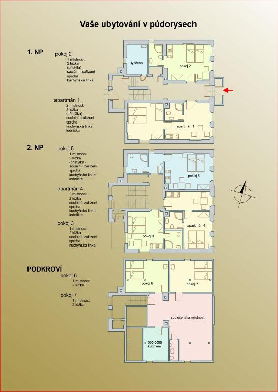 Půdorys ubytování Penzion, apartmany Florian