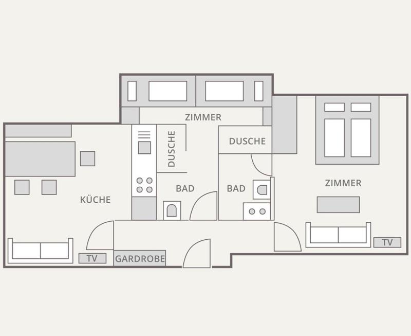 Půdorys ubytování Gästehaus Meusburger