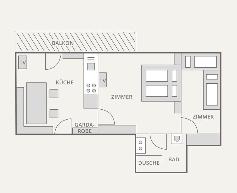 Půdorys ubytování Gästehaus Meusburger