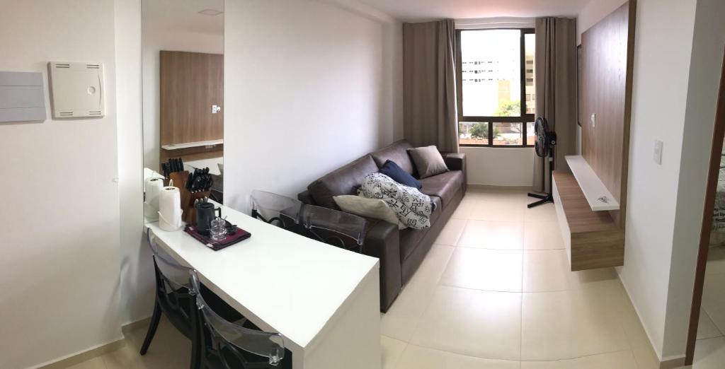 Ένα ή περισσότερα κρεβάτια σε δωμάτιο στο O melhor 2 qtos da praia de Cabo Branco