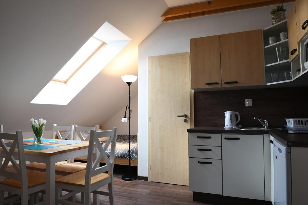 Kuchyň nebo kuchyňský kout v ubytování Apartmány Vízmberk