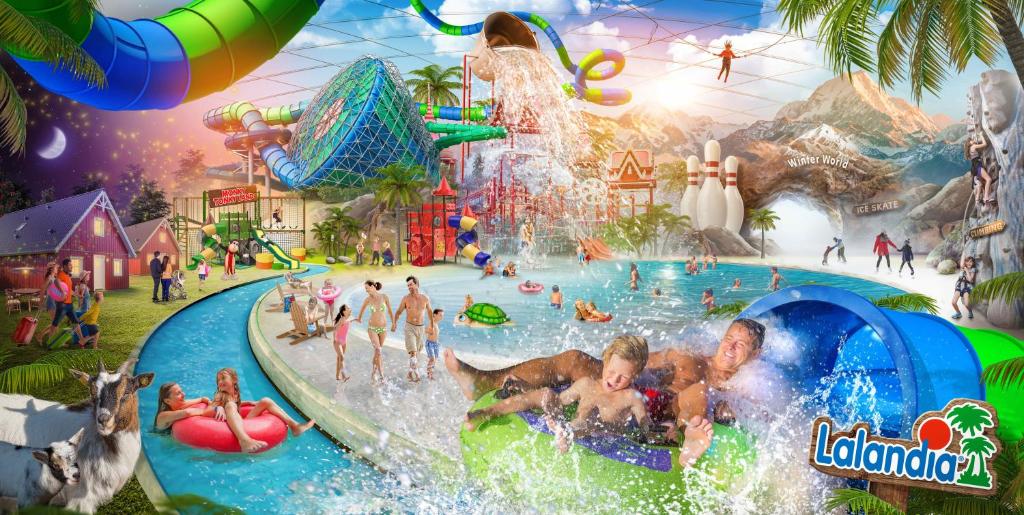 a water park with a bunch of people in it at Lalandia Billund in Billund