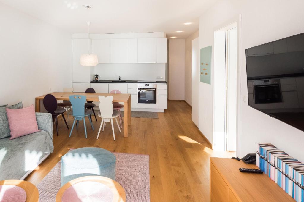 Kuchyň nebo kuchyňský kout v ubytování Damüls Appartements