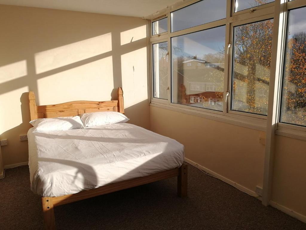 ノリッジにあるStayNorwich 69G - Globe Viewの小さなベッドルーム(ベッド1台、窓付)
