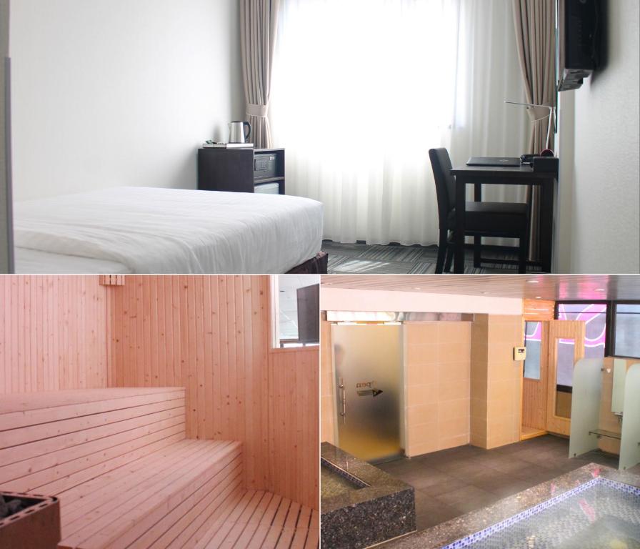 a hotel room with a bed and a desk at Sakura Hotel 3 in Hanoi