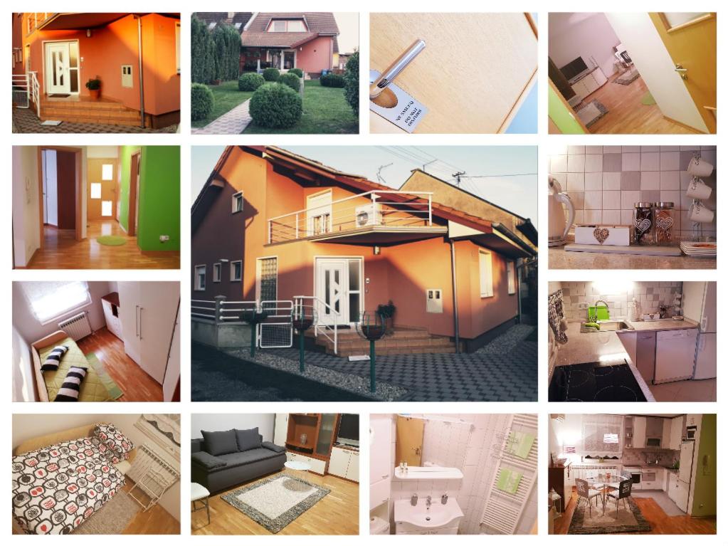 een collage van foto's van een huis bij Apartment Dominik in Osijek