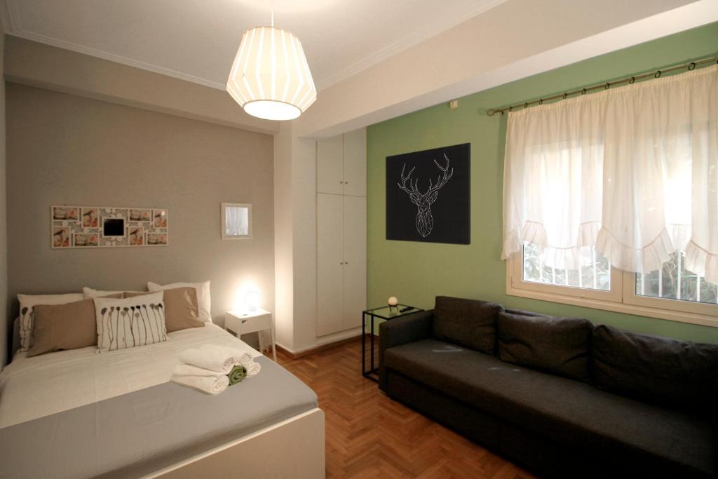 Et opholdsområde på Luxury flat in Kolonaki, 3’ Metro