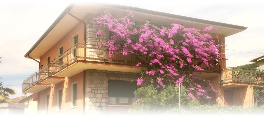 トッリ・デル・ベーナコにあるResidenza Bouganvilleのピンクの花の建物