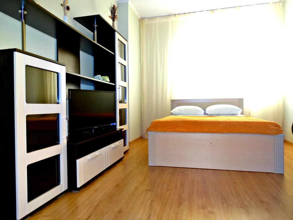 トゥーラにあるInndays on Micheeva 25のベッドルーム1室(ベッド1台、テレビ付)