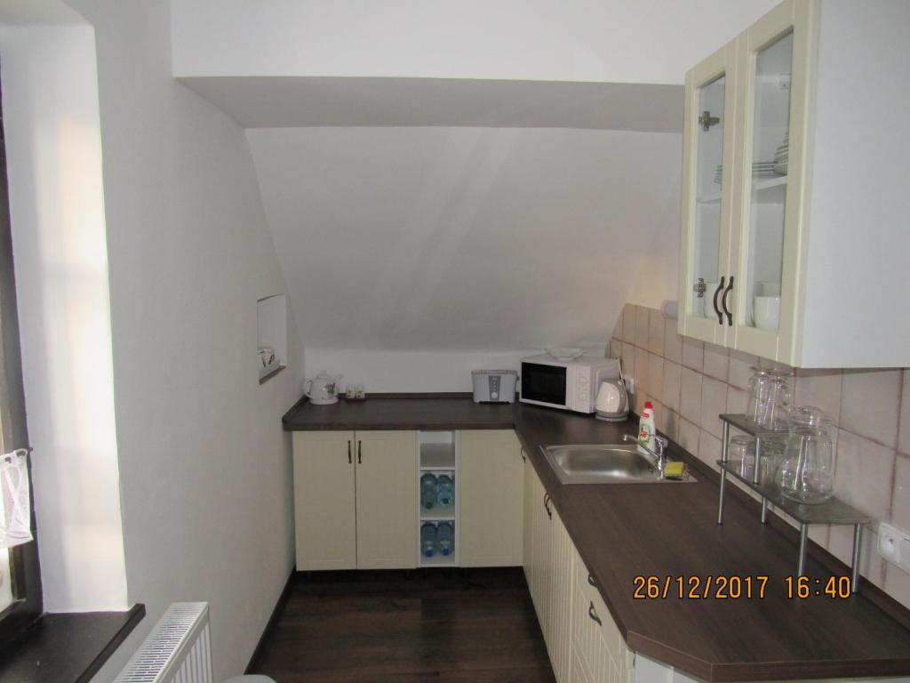 Kuchyň nebo kuchyňský kout v ubytování Apartment-Chalet-Chaloupka U Trnků
