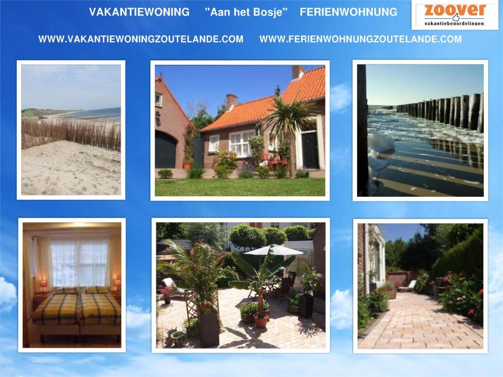 eine Collage von Bildern eines Hauses in der Unterkunft Vakantiewoning "Aan het Bosje" ZOUTELANDE - Strand 200m ! in Zoutelande