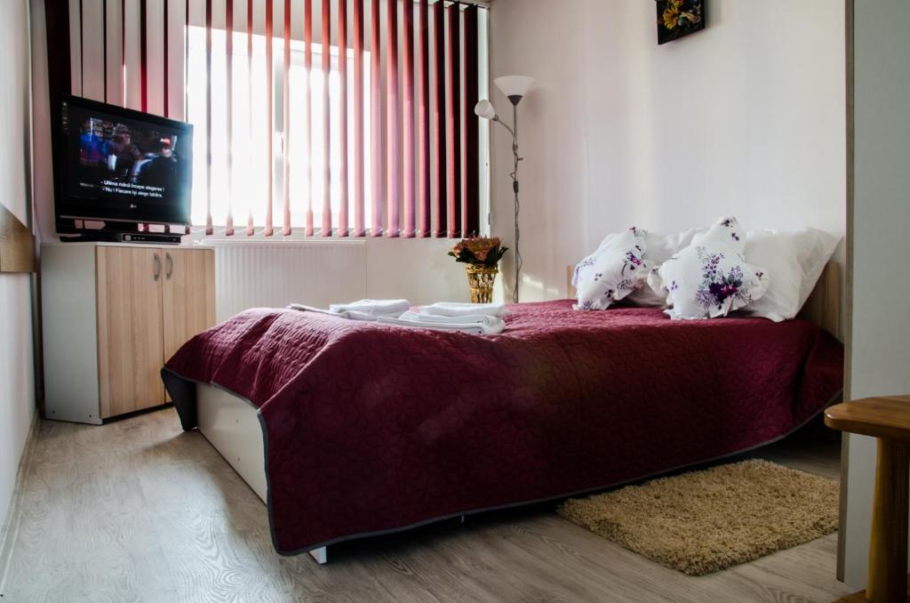 Postel nebo postele na pokoji v ubytování Pensiunea Georgibel