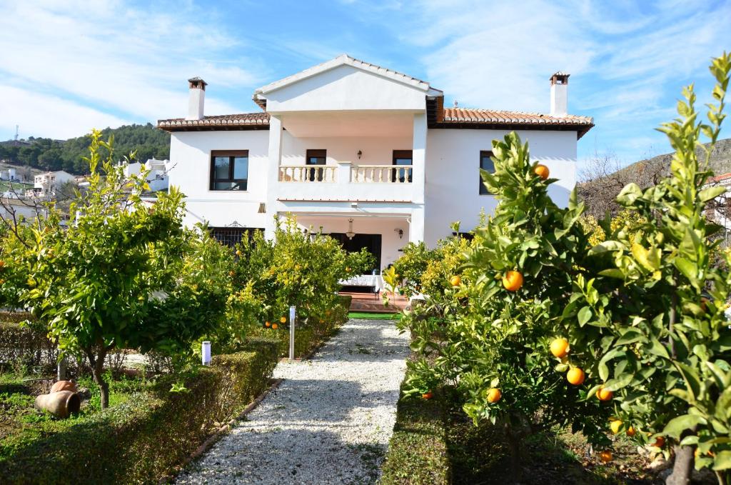 CóncharにあるVilla Rural Parador del siloの目の前にオレンジの木が植えられた家