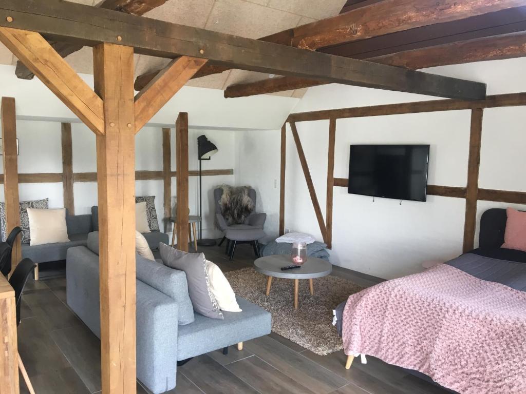 TV a/nebo společenská místnost v ubytování Troldegaarden Guesthouse