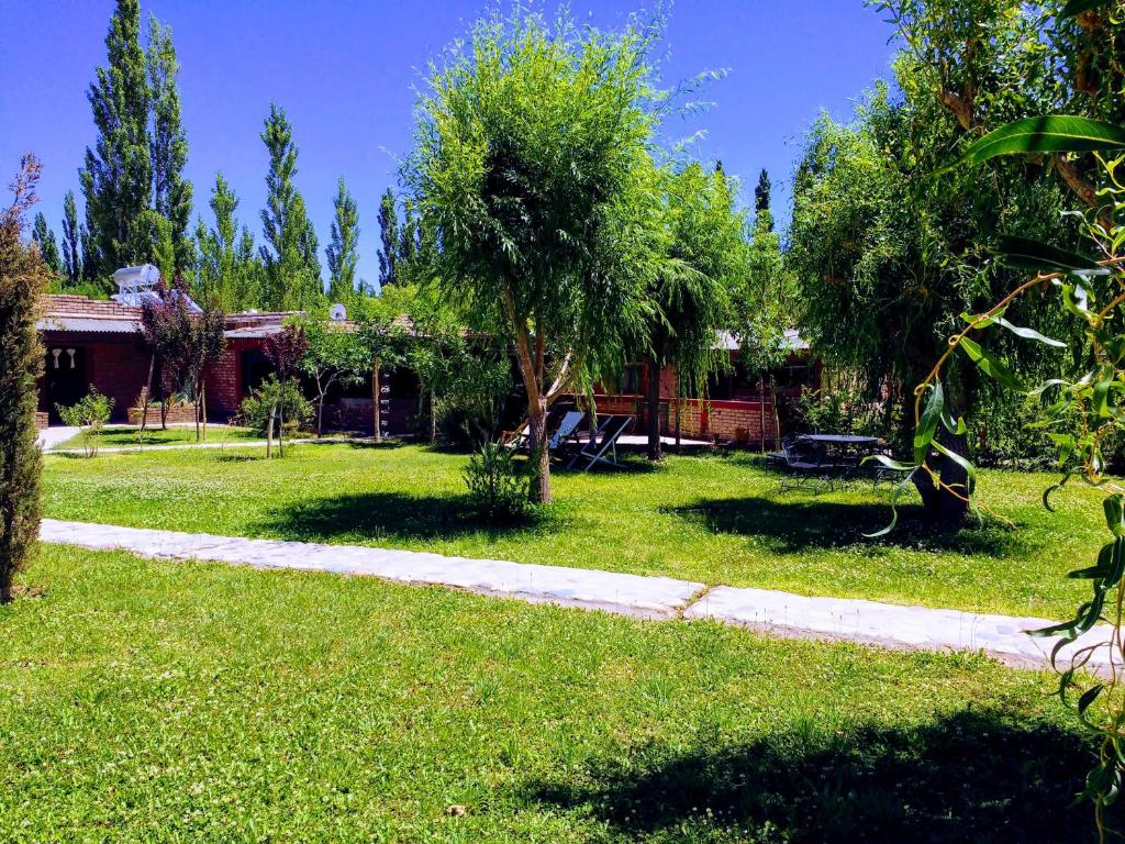 une cour avec un arbre et une maison dans l'établissement El Aleman, à Barreal