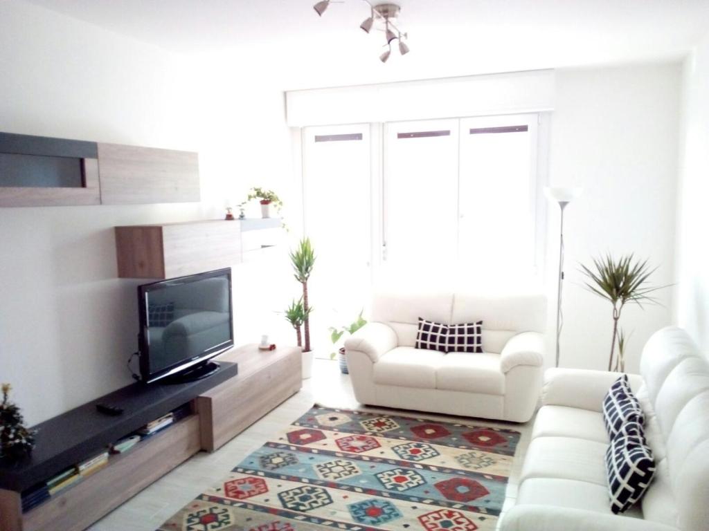 uma sala de estar com um sofá e uma televisão em Bed and Breakfast Bio Salix em Pádua