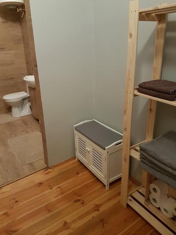 Pokój z łóżkiem piętrowym z grzejnikiem i toaletą w obiekcie 42-200 Hostel w mieście Częstochowa