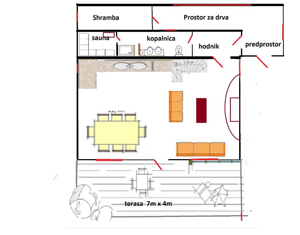 a schematic diagram of a house at Rogla - Chalet Mojca Pokrajculja in Zreče