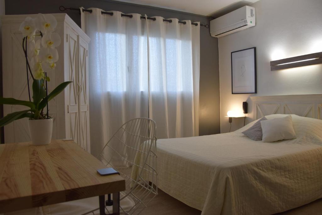 Postel nebo postele na pokoji v ubytování Hôtel le Grillon