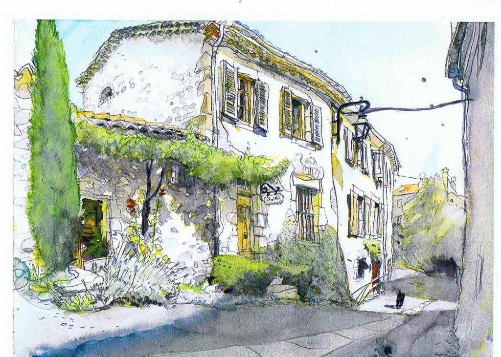 a drawing of a building with a house at Chez l'Autre in Chilhac