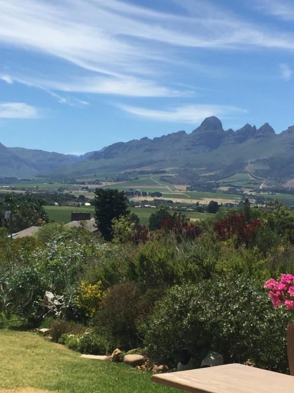 a view of the mountains from a garden at Little Farm in Raithby