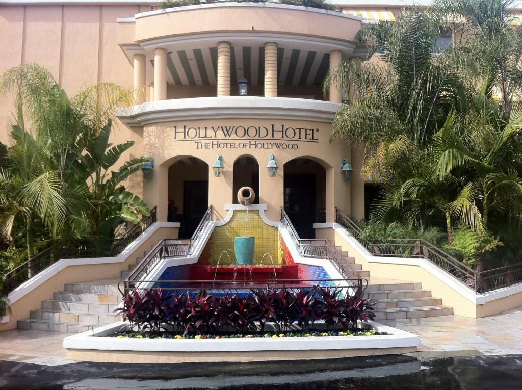 a building with a staircase in front of it at Hollywood Hotel in Los Angeles