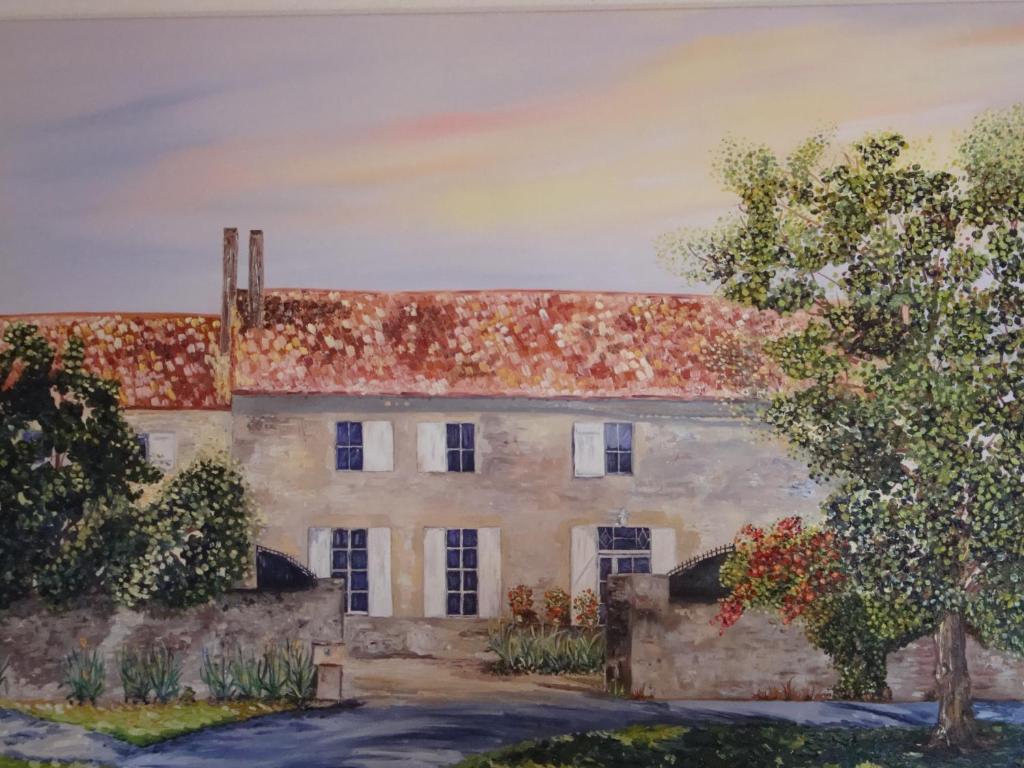 a painting of an old house at les mondains in Margueron