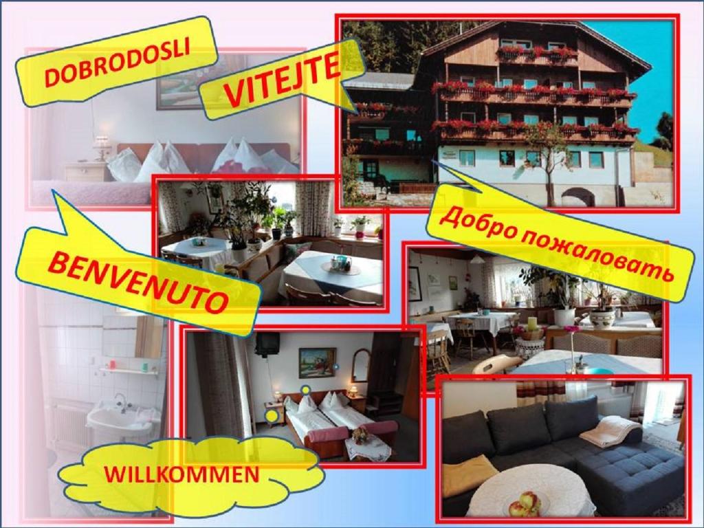 a collage of pictures of a hotel with words at Pension Brunner in Bad Kleinkirchheim