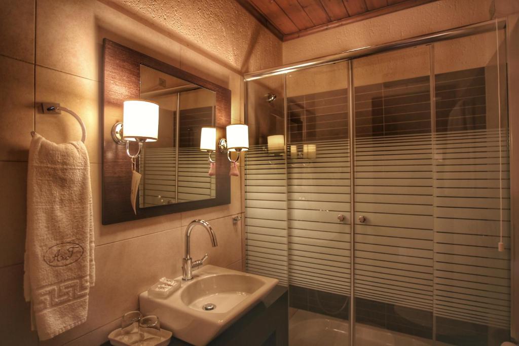 Koupelna v ubytování Asimina Guesthouse, Eptalofos Parnassos