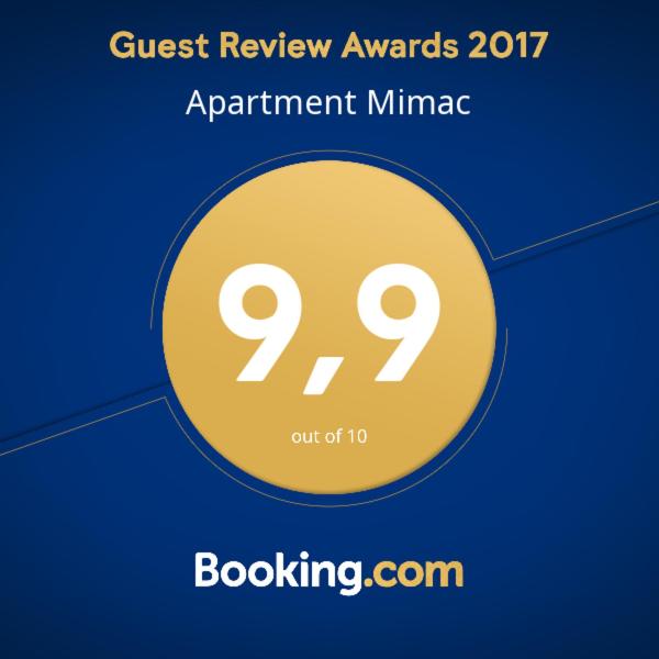 Certifikát, hodnocení, plakát nebo jiný dokument vystavený v ubytování Apartments Mimac