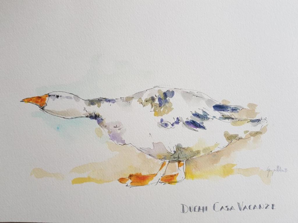 une peinture d'un oiseau sur fond blanc dans l'établissement Duchi, à Palerme