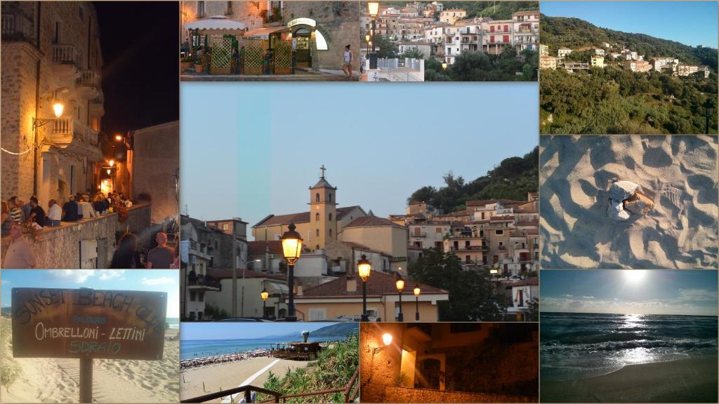 a collage of photos of a city at night at Casa Centola Palinuro in Centola