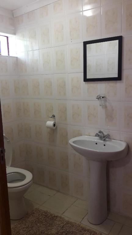 a bathroom with a sink and a toilet at Beverly Corner Lodge in Matatiele