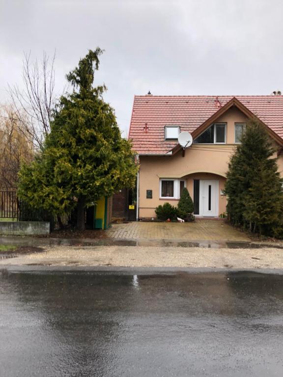a house with a driveway in front of it at Vml Premium Apartman in Mosonmagyaróvár