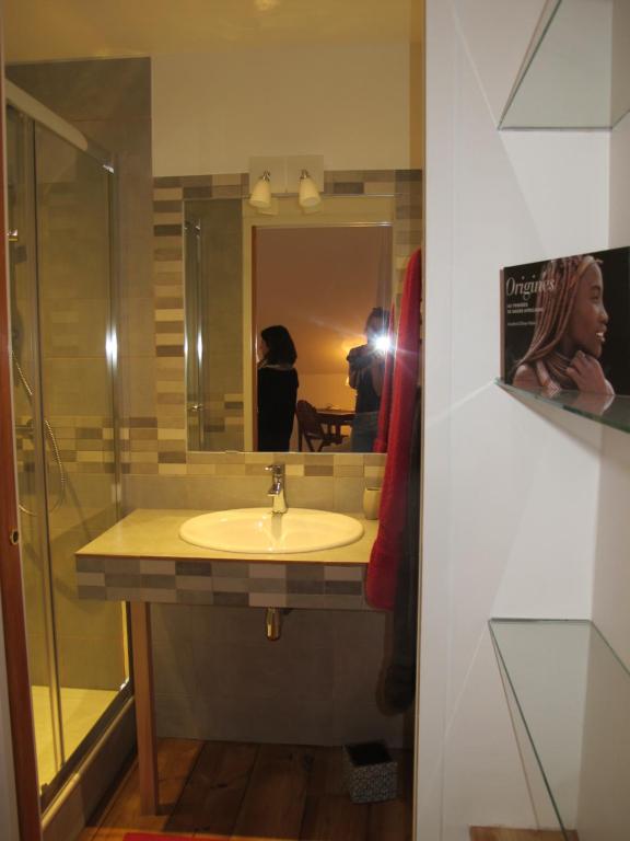 a bathroom with a sink and a mirror at Villa Dampierre in Pau