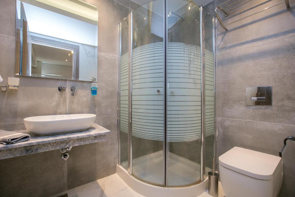 Koupelna v ubytování Deluxe Apartments Andreas