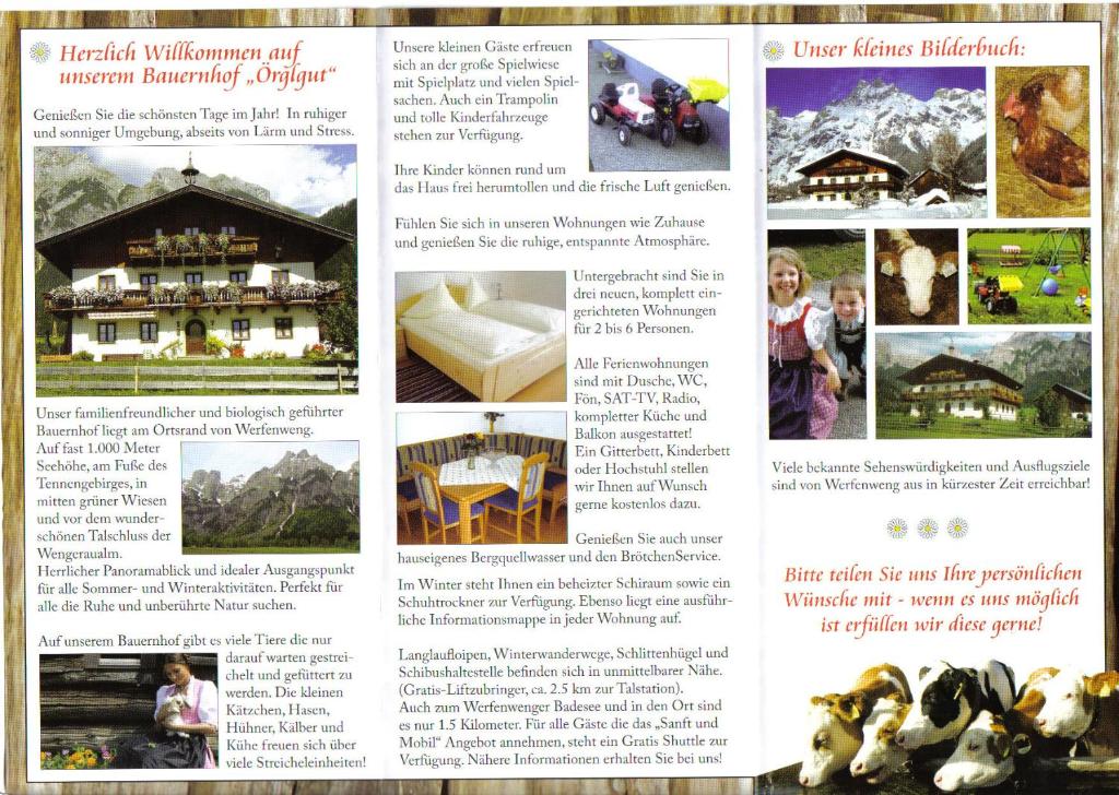 página de un folleto para una casa en Örglgut, en Werfenweng