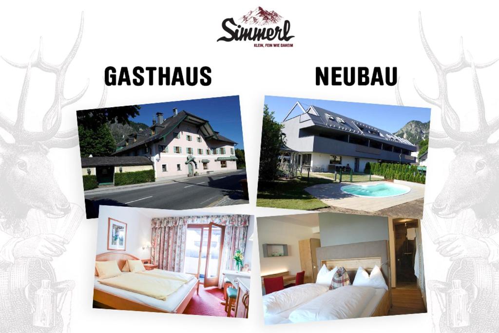 a collage of four pictures of a house at Gasthof Simmerlwirt in Sankt Leonhard