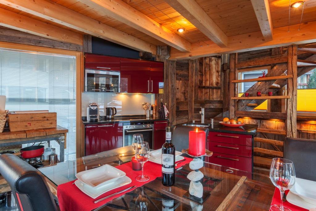 Kuchyň nebo kuchyňský kout v ubytování Chalet Schwalbennest