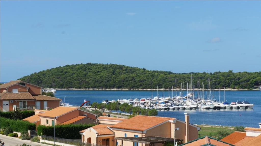 a view of a marina with boats in the water at Apartment Volme Inventum in Banjole