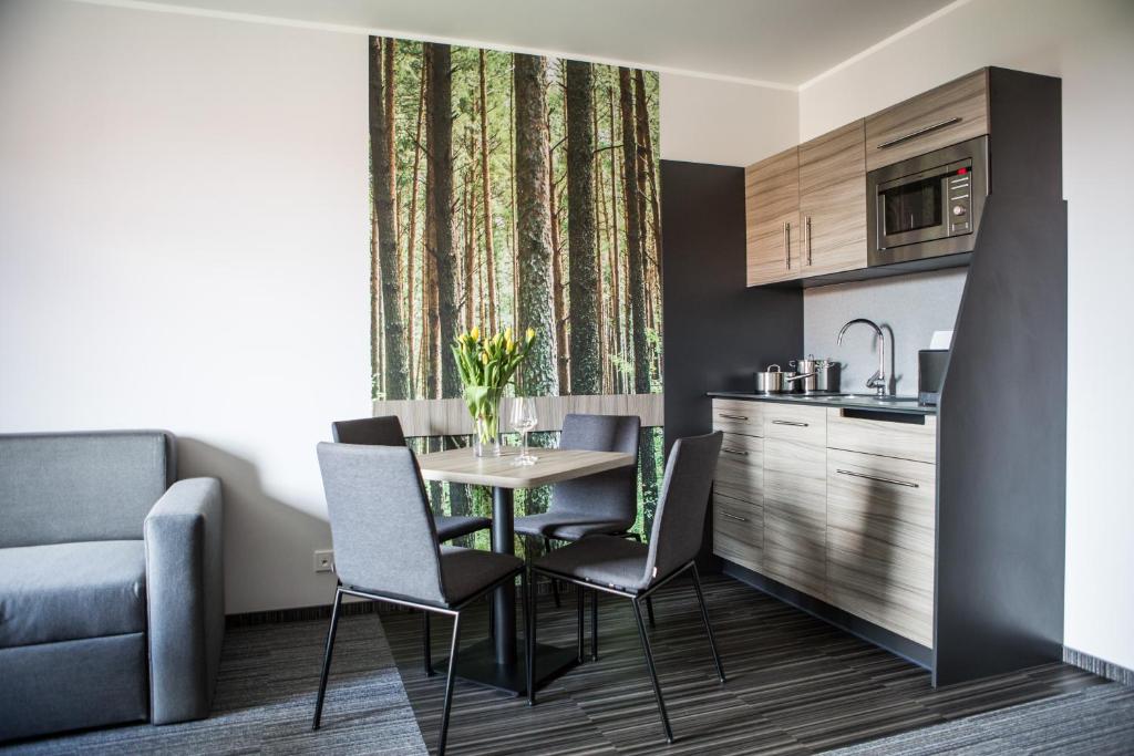 Kuchyň nebo kuchyňský kout v ubytování Hotel Mazurek