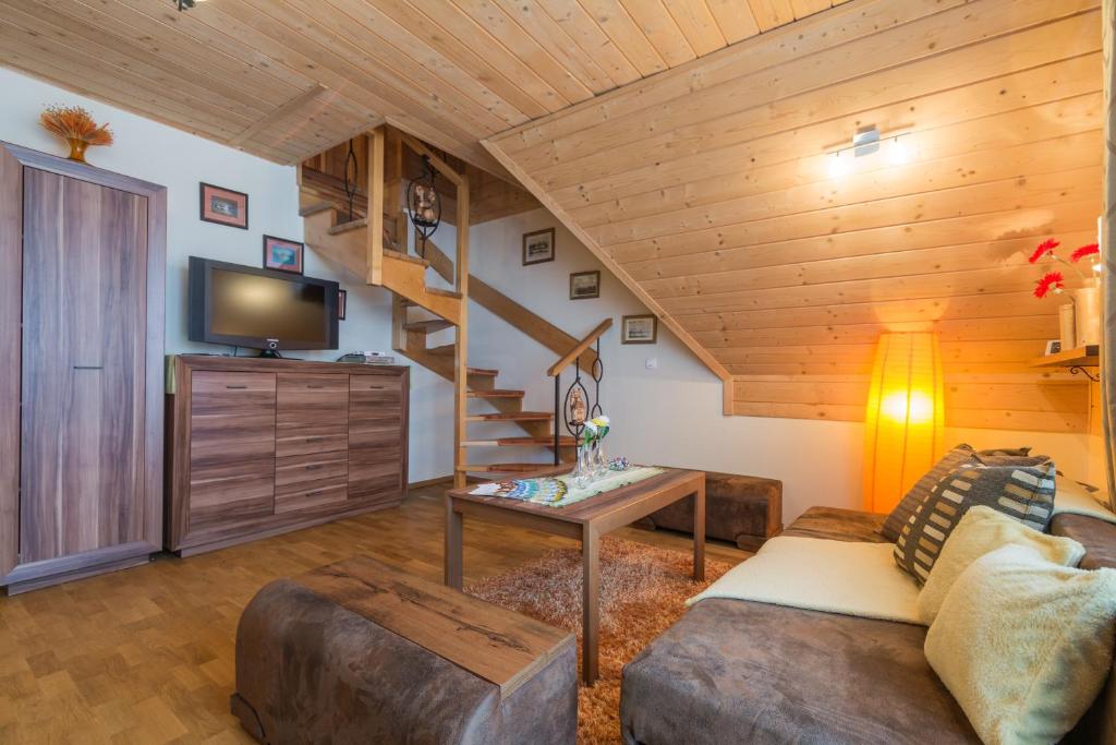 Televízia a/alebo spoločenská miestnosť v ubytovaní Pod Smerkiem