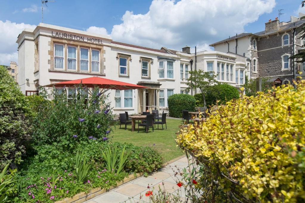 a view of the malcolm hotel from the garden at Lauriston Hotel in Weston-super-Mare