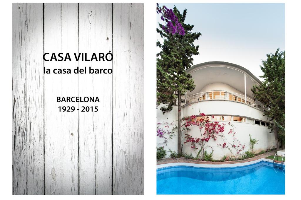 un collage de dos fotos de un edificio con flores en Casa vilaró Barcelona en Barcelona