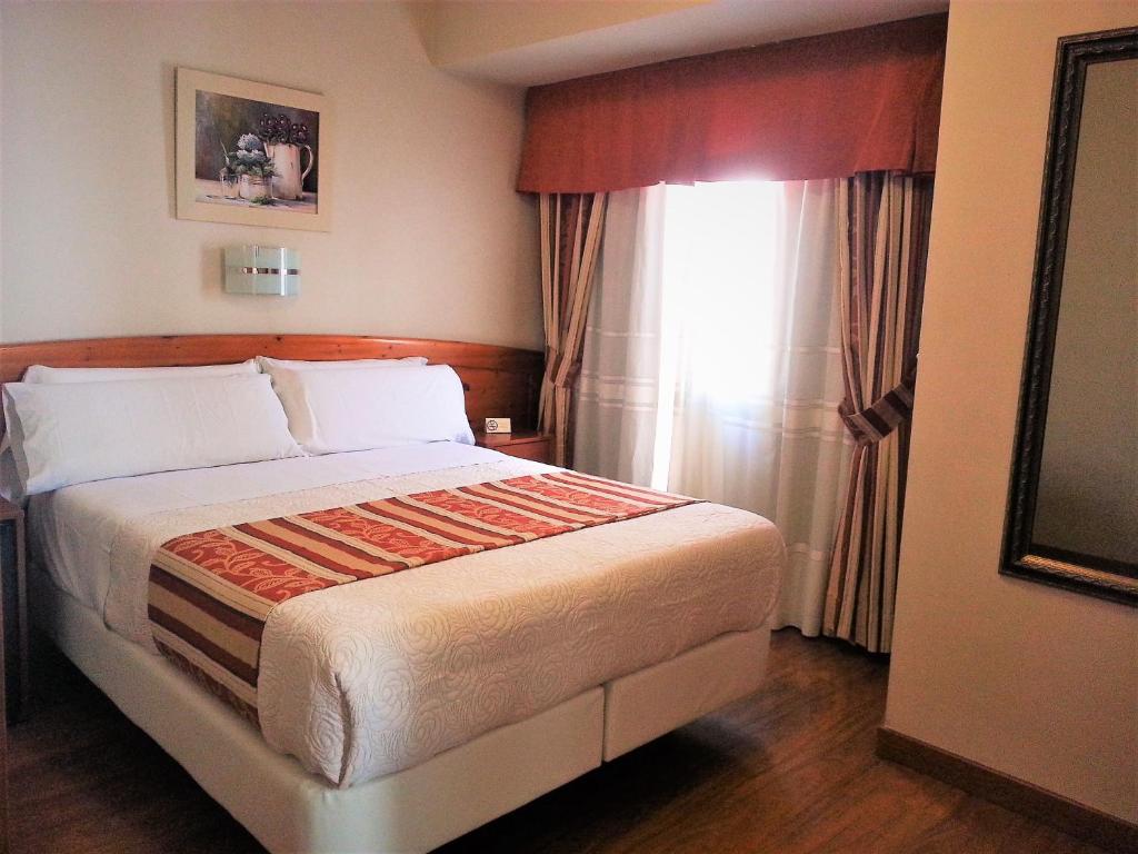 a bedroom with a large bed and a window at Hotel Alameda Málaga in Málaga