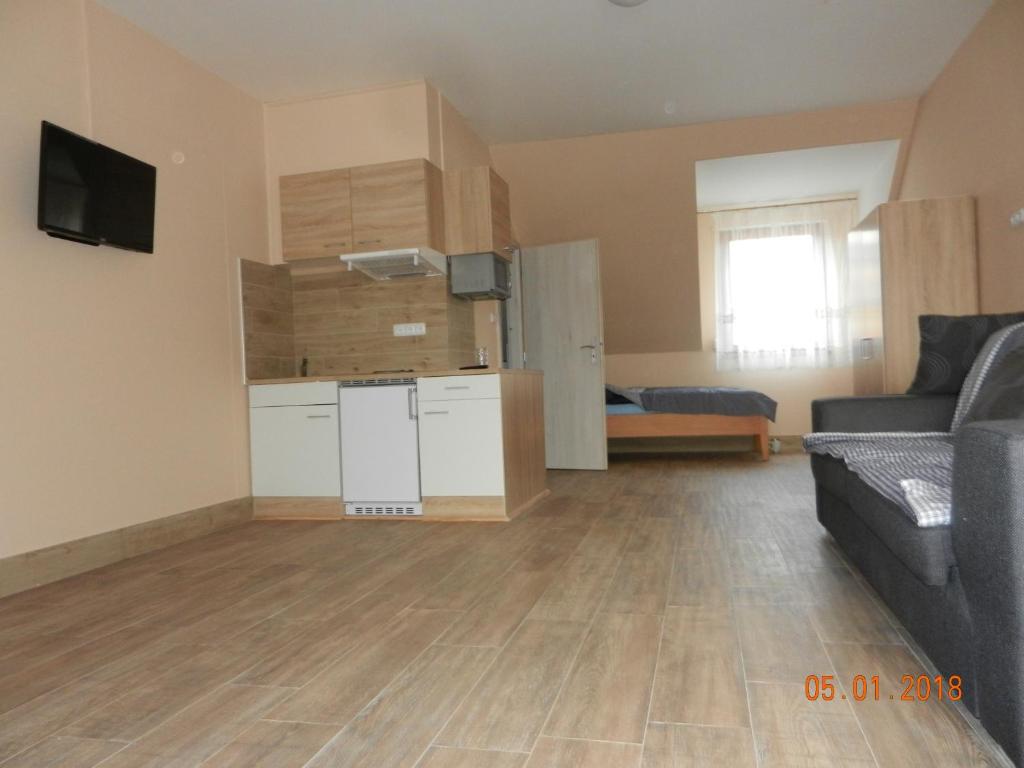 Kuchyň nebo kuchyňský kout v ubytování Penzion AMÁLKA Černín