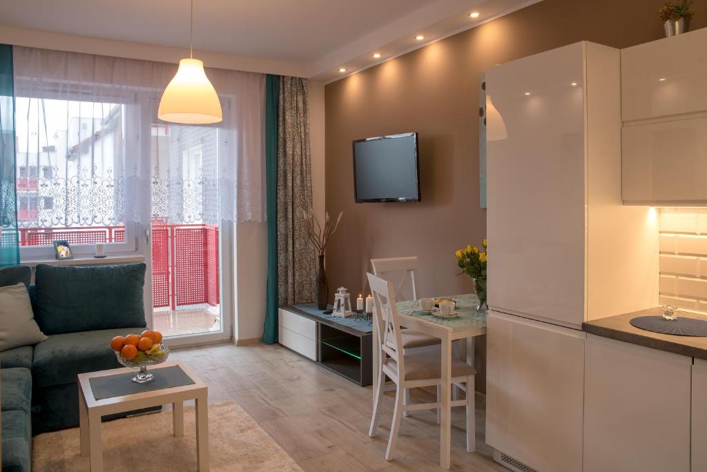 Kuchyň nebo kuchyňský kout v ubytování Apartament Piła Równa