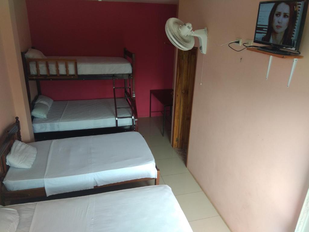 Postel nebo postele na pokoji v ubytování Hostal Alcazaba