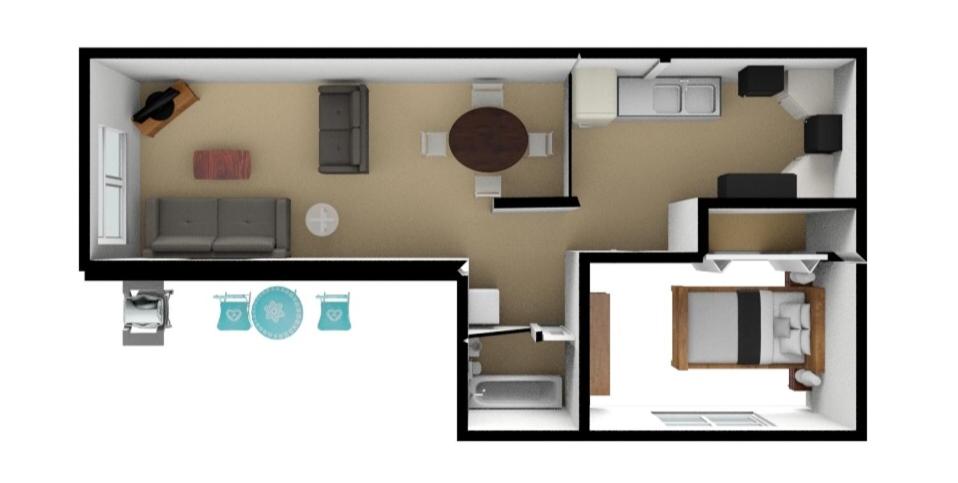 a small floor plan of a small apartment at Lemon and Ginger in Pembroke